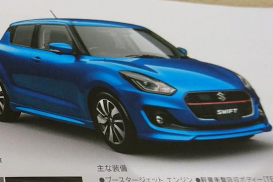 Theo những hình ảnh xuất hiện trên một tạp chí tại Nhật bản, mẫu xe giá rẻ  Suzuki Swift 2017 mang kiểu dáng thiết kế gọn gàng hơn so với những phiên bản trước đây với nhiều đường nét vuốt dài, đèn pha LED, đèn sương mù halogen truyền thống.